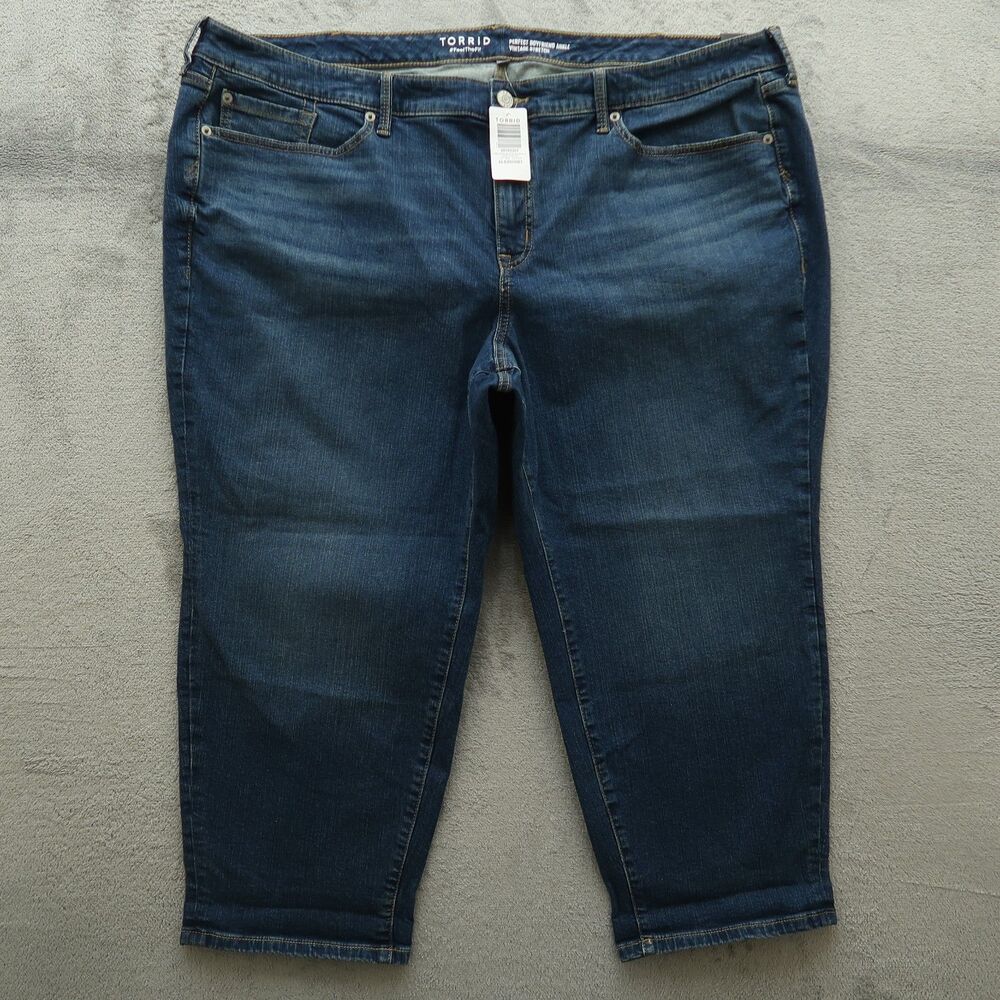 Torrid Jeans Womens 26 XS Blue Mid-Rise Perfect Boyfriend Ankle 23.5" Inseam NWT